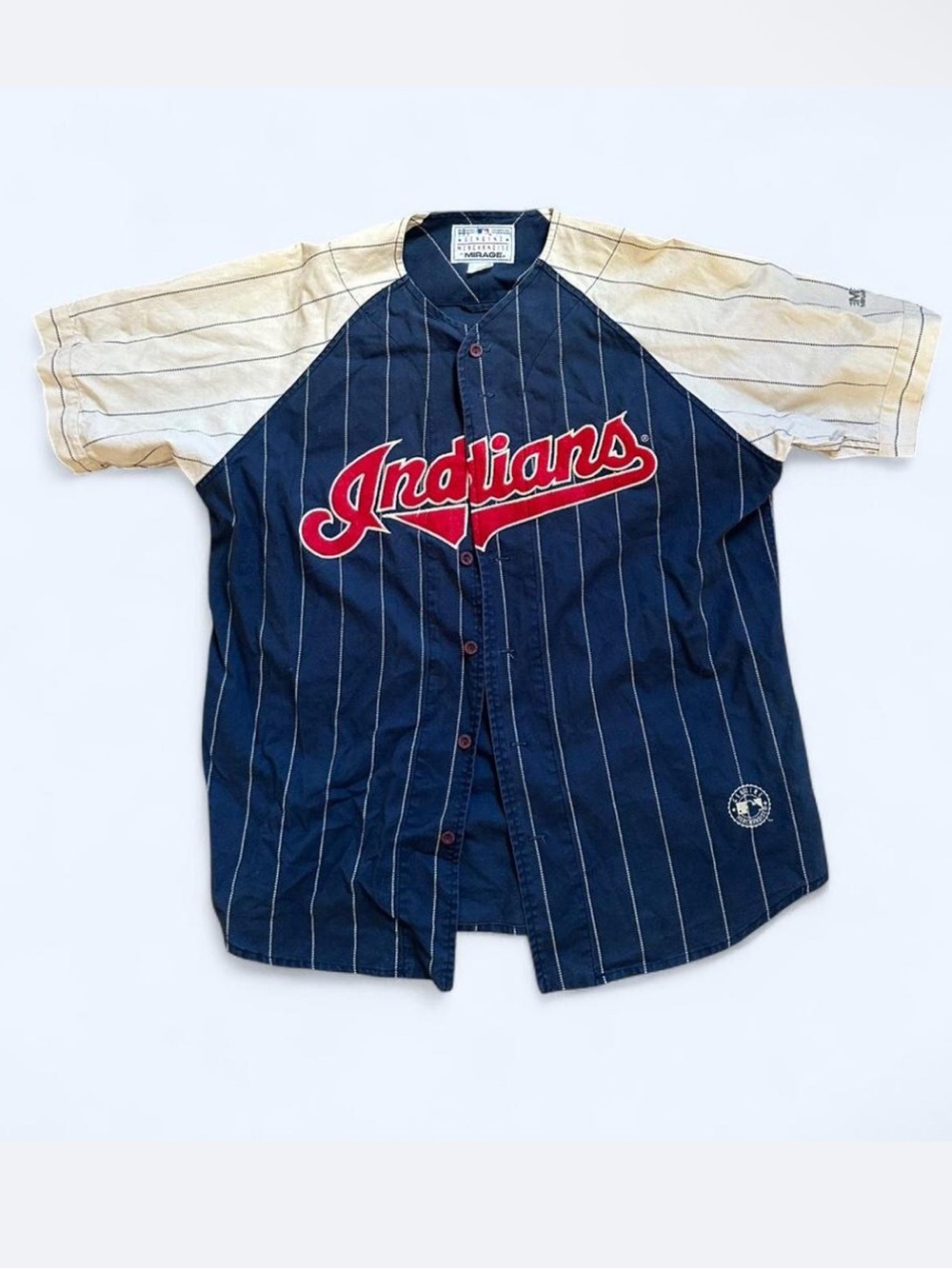 Cleveland Indians Navy & Cream authentic canvas baseball jersey
